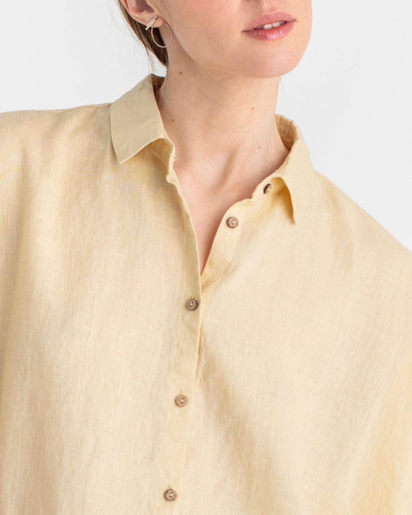 Lightweight linen shirt HANA in Cream - MagicLinen