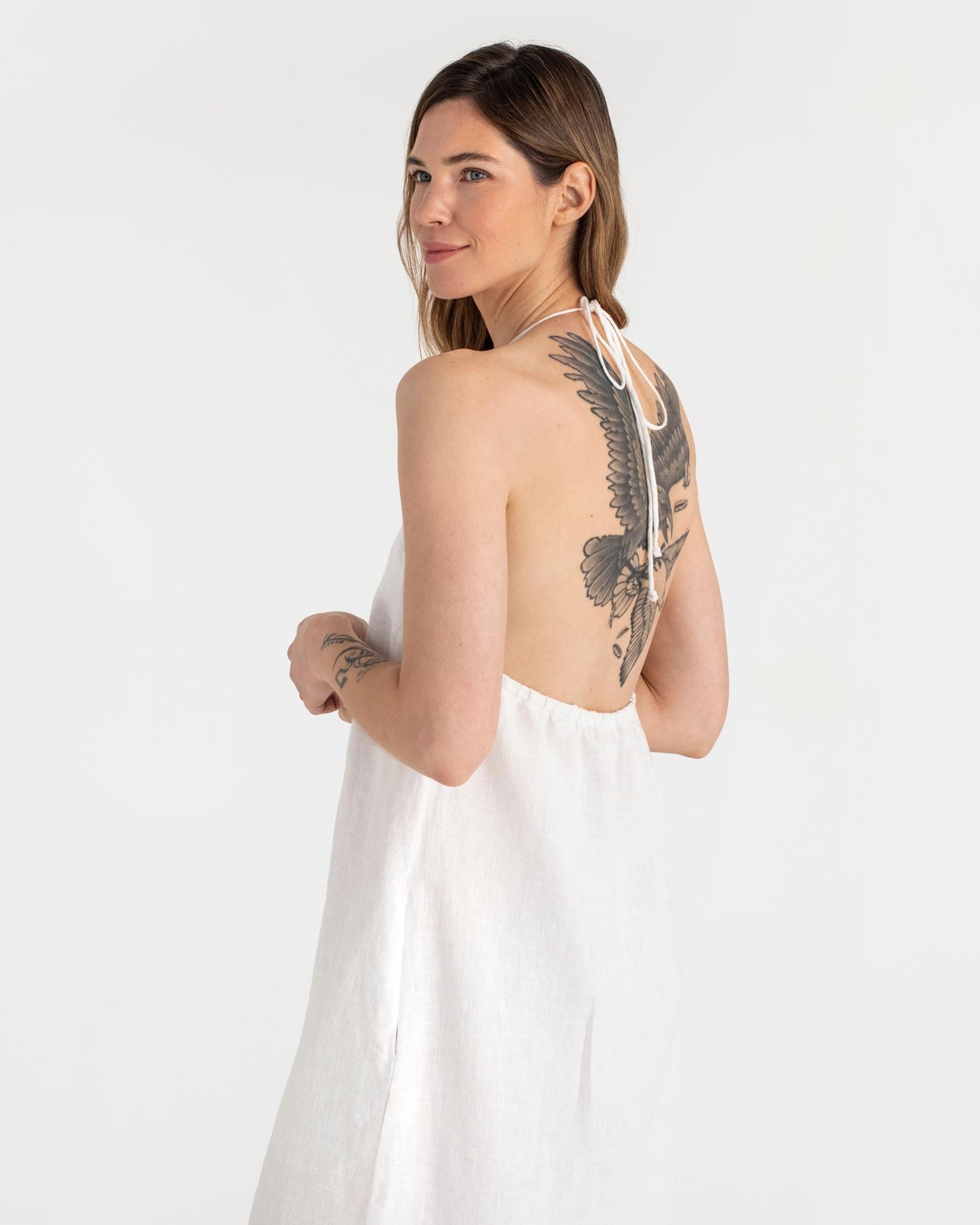 Slip linen dress MARFA in White - MagicLinen