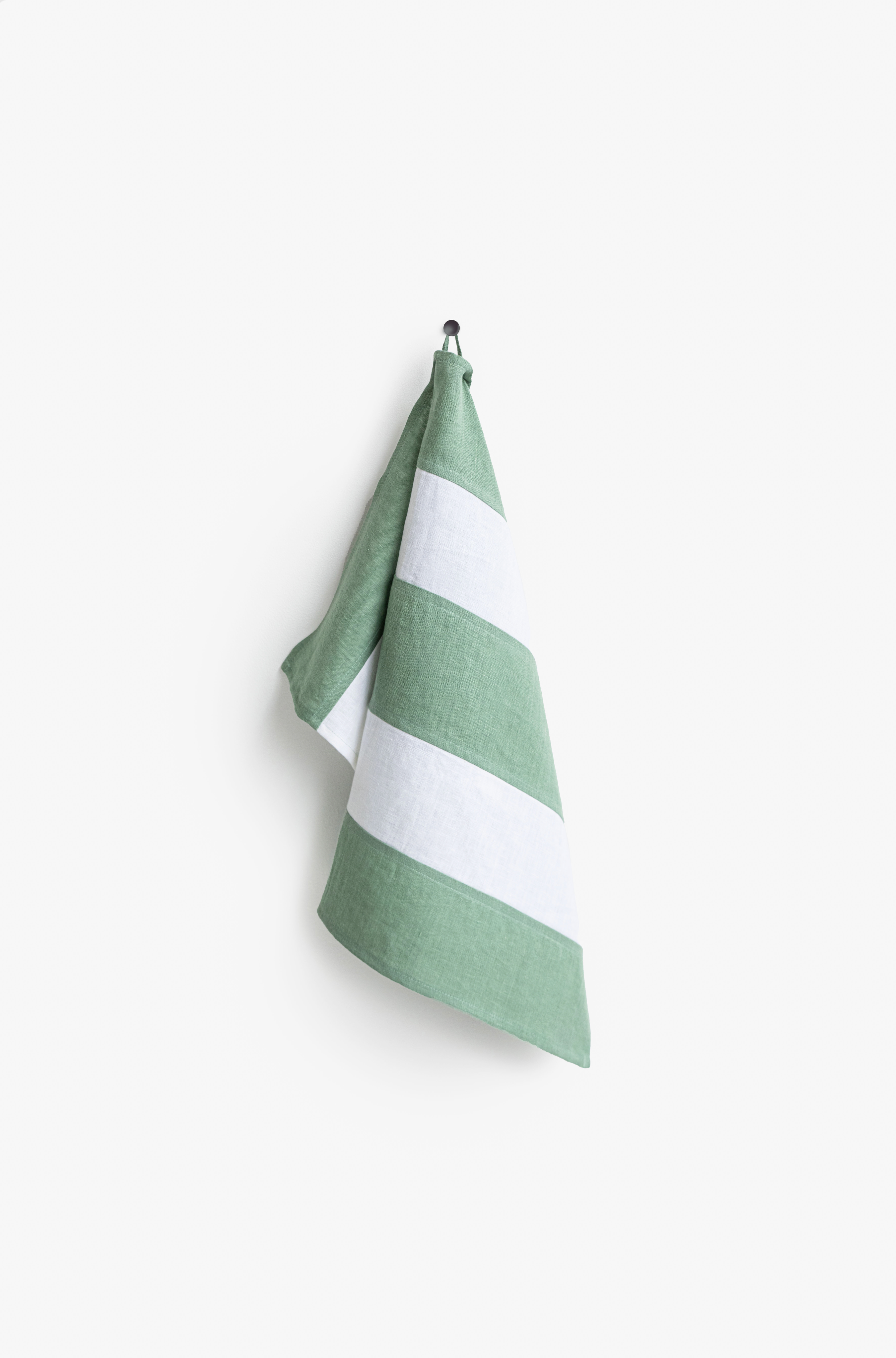 Zero-waste striped linen tea towel