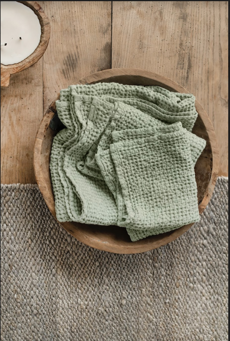 Pistachio waffle towel set (3 pcs)