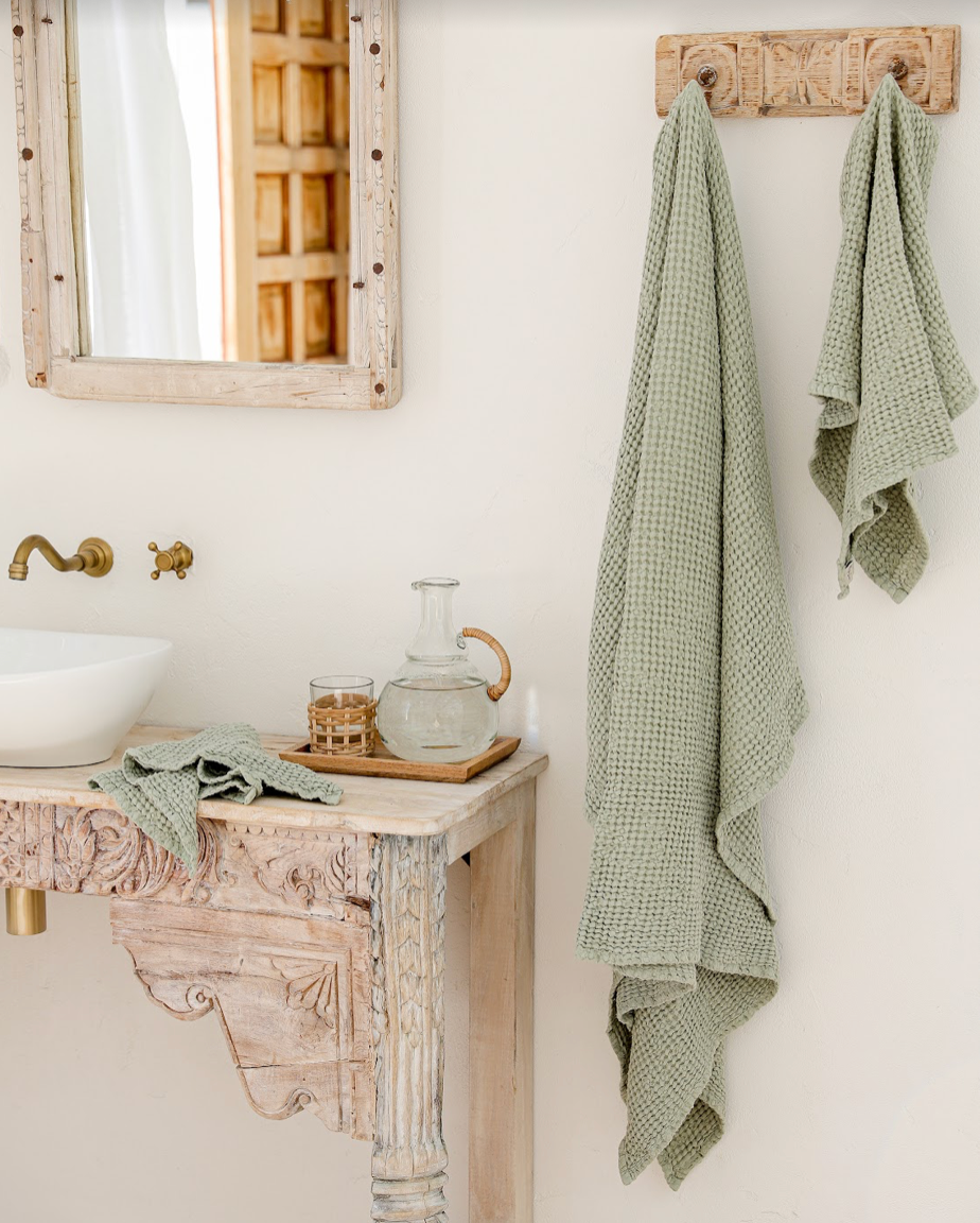 Pistachio waffle towel set (3 pcs)