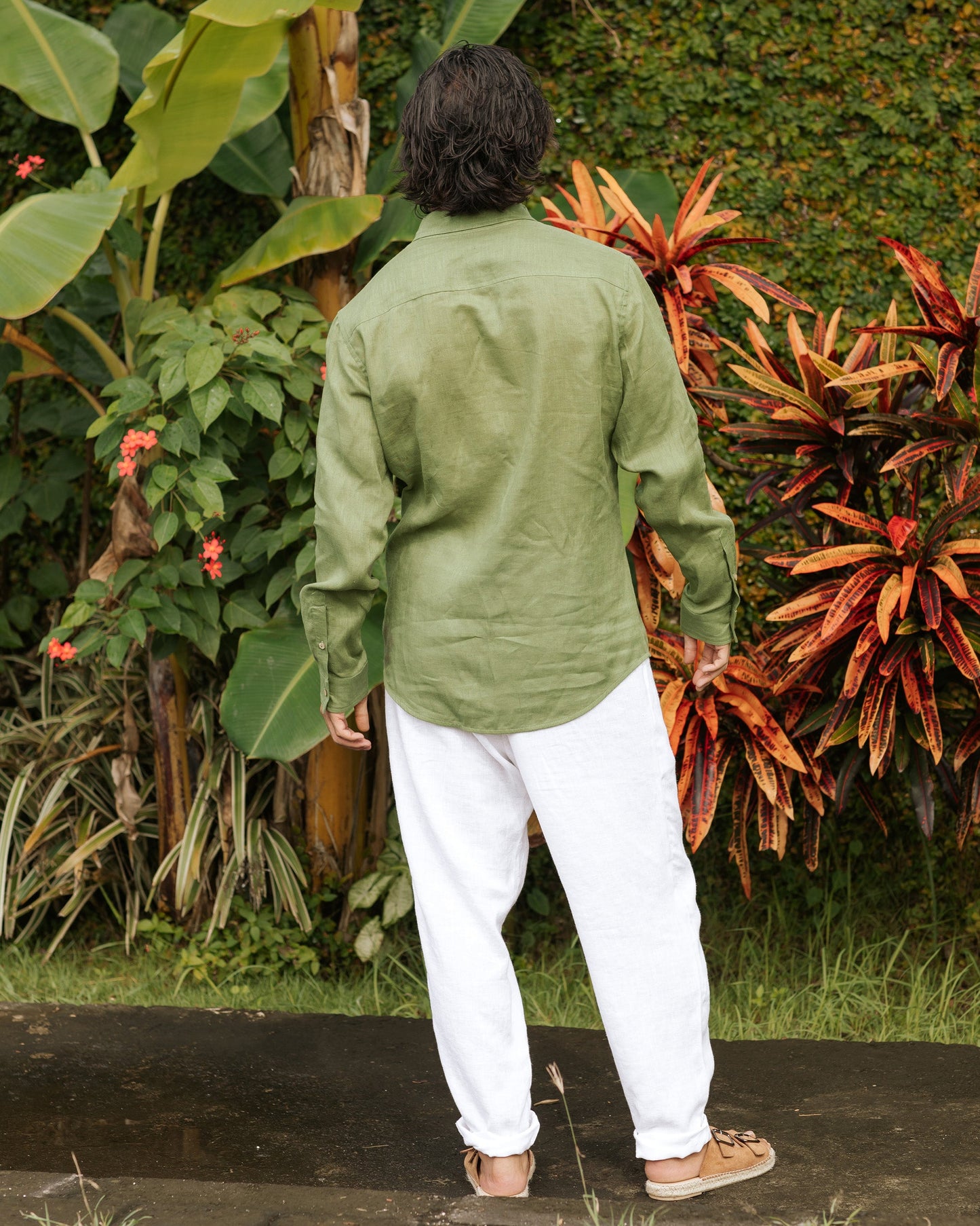 Men's linen shirt NEVADA in Forest green - MagicLinen