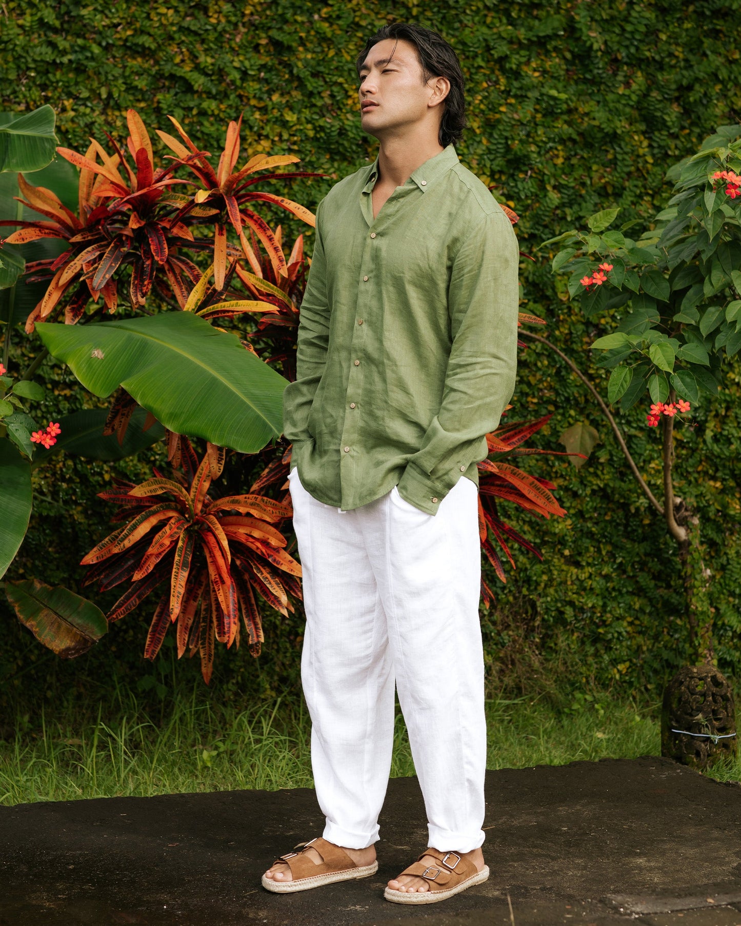 Men's linen shirt NEVADA in Forest green - MagicLinen
