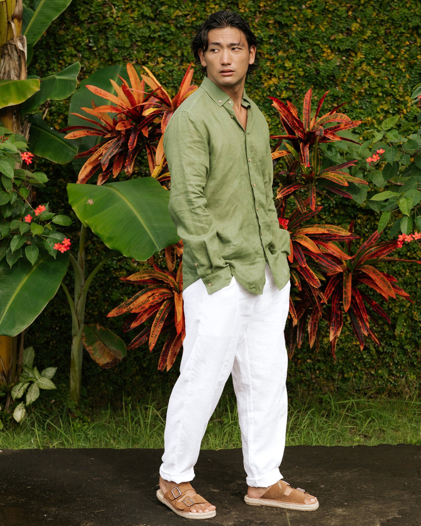 Men's linen shirt NEVADA in Forest green - MagicLinen