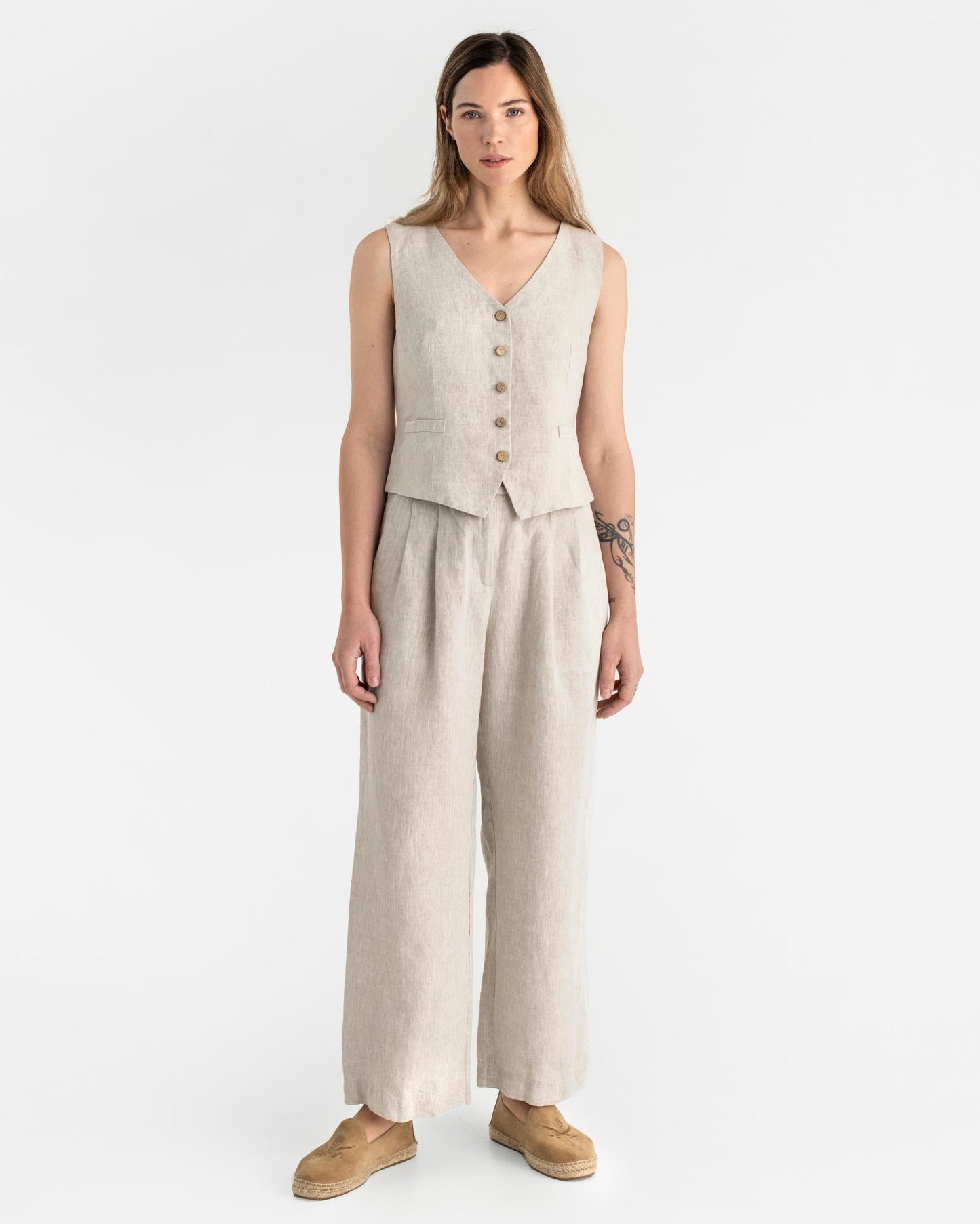 Classic linen vest OBIDOS in Natural melange - MagicLinen