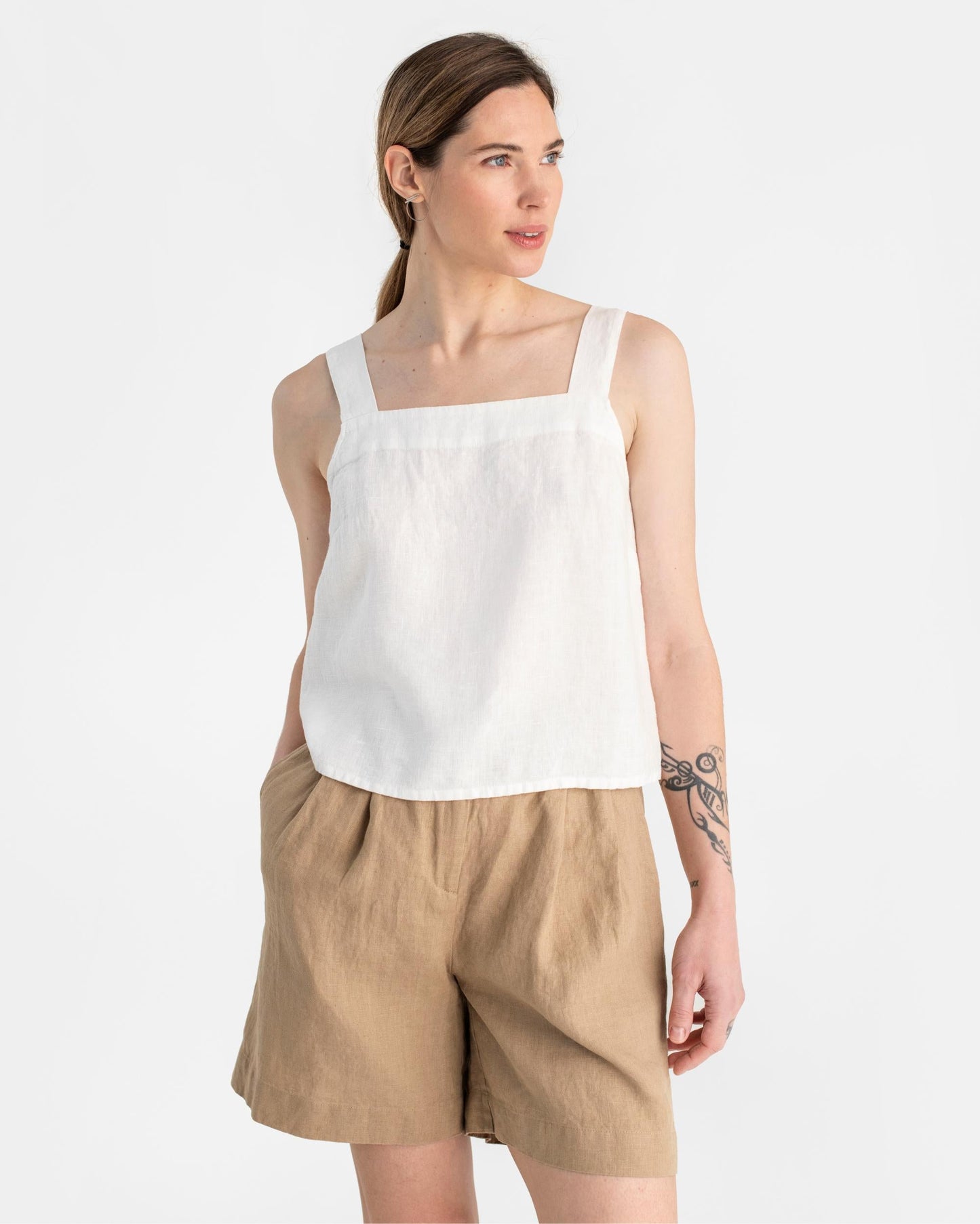 Linen tank top OLINDA in White - MagicLinen