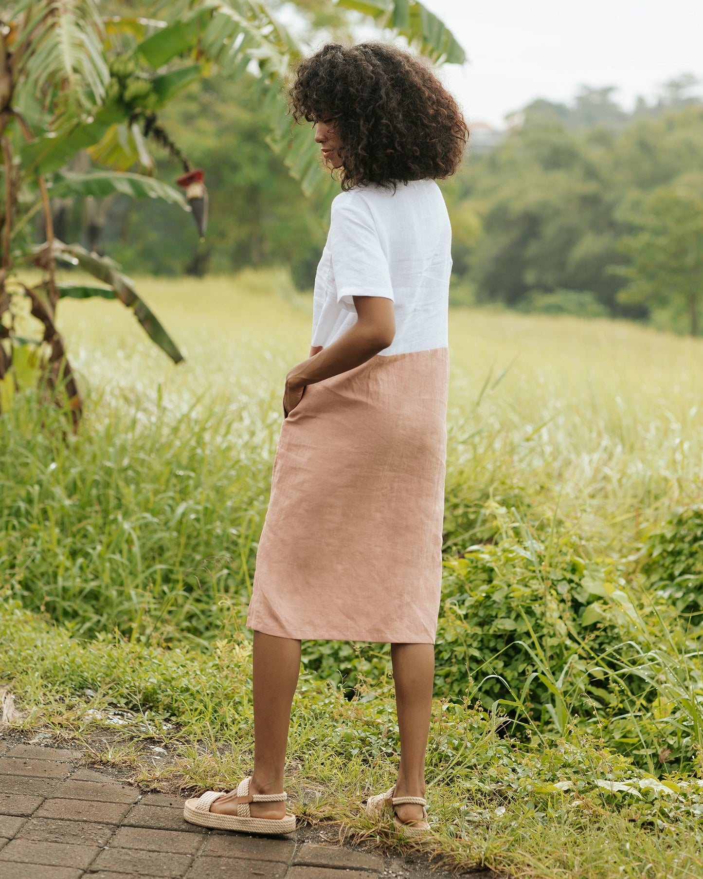 Color-block linen dress PALAWAN - MagicLinen