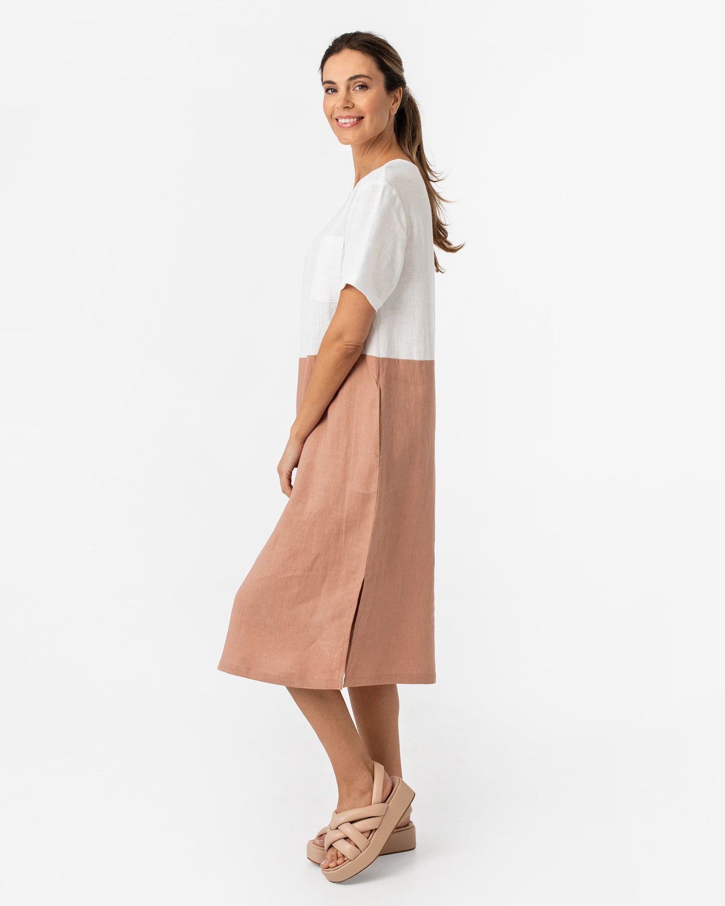 Color-block linen dress PALAWAN - MagicLinen