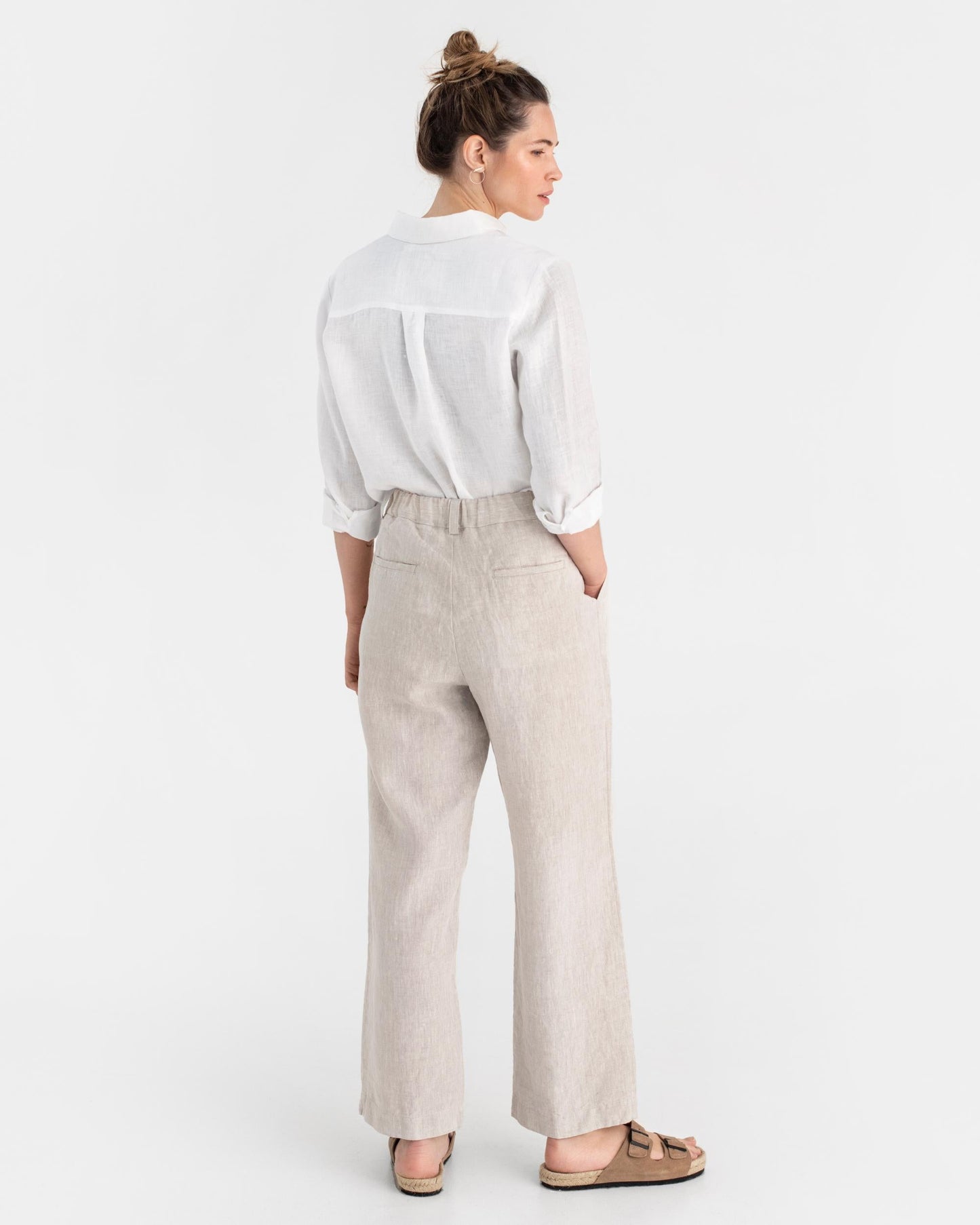 Wide leg linen pants ROME in Natural melange - MagicLinen