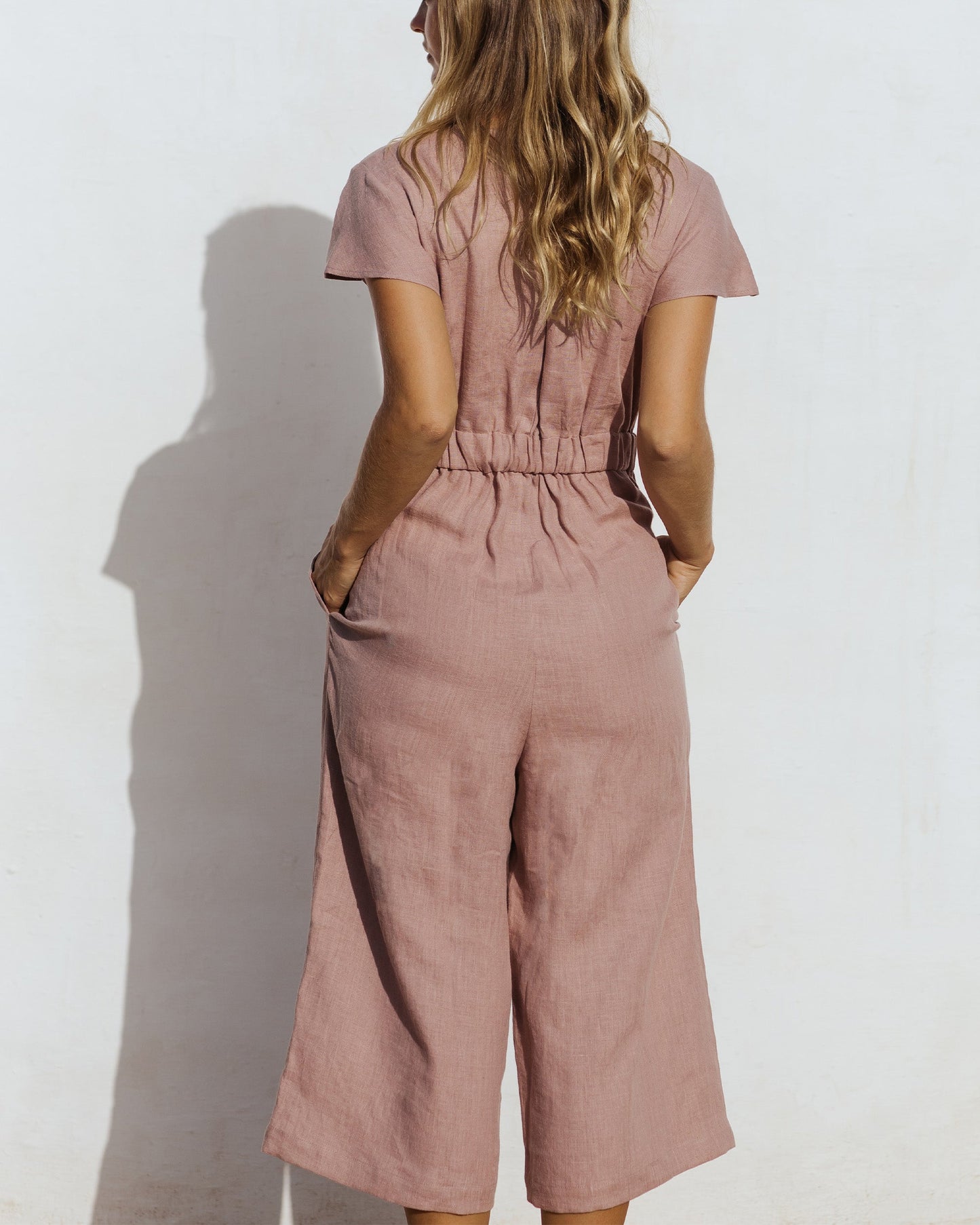 Tie-front crop Jumpsuit SKYE in Woodrose - MagicLinen