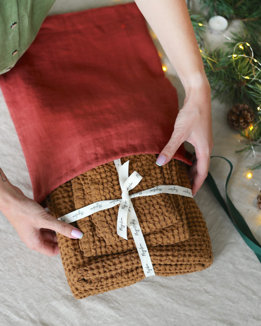 Cinnamon waffle towel set of 3