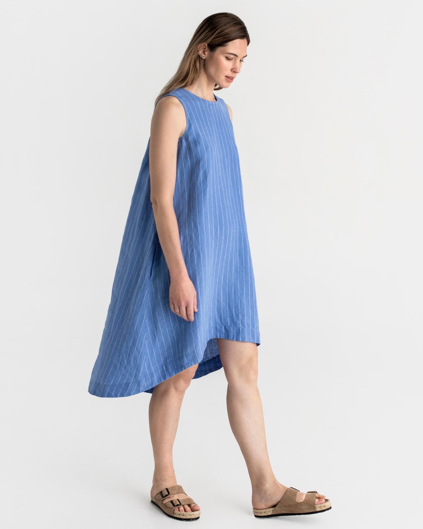 Royal TOSCANA linen dress in Blue stripes - MagicLinen