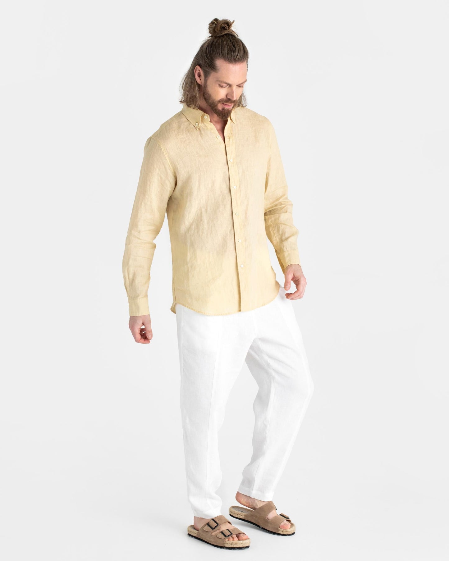 Men's classic linen shirt WENGEN in Cream - MagicLinen