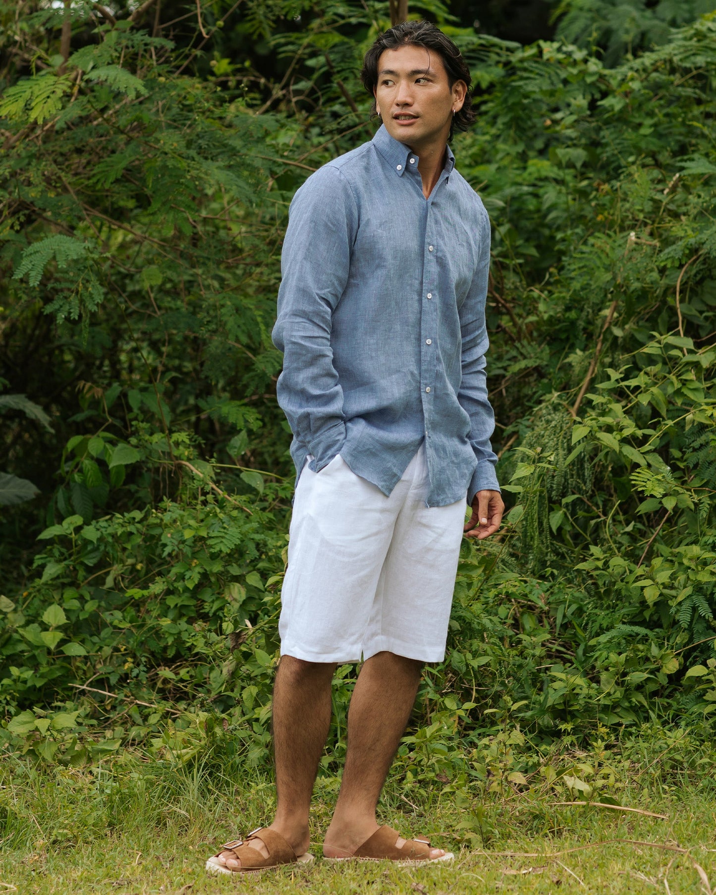 Men's classic linen shirt WENGEN in Denim chambray - MagicLinen