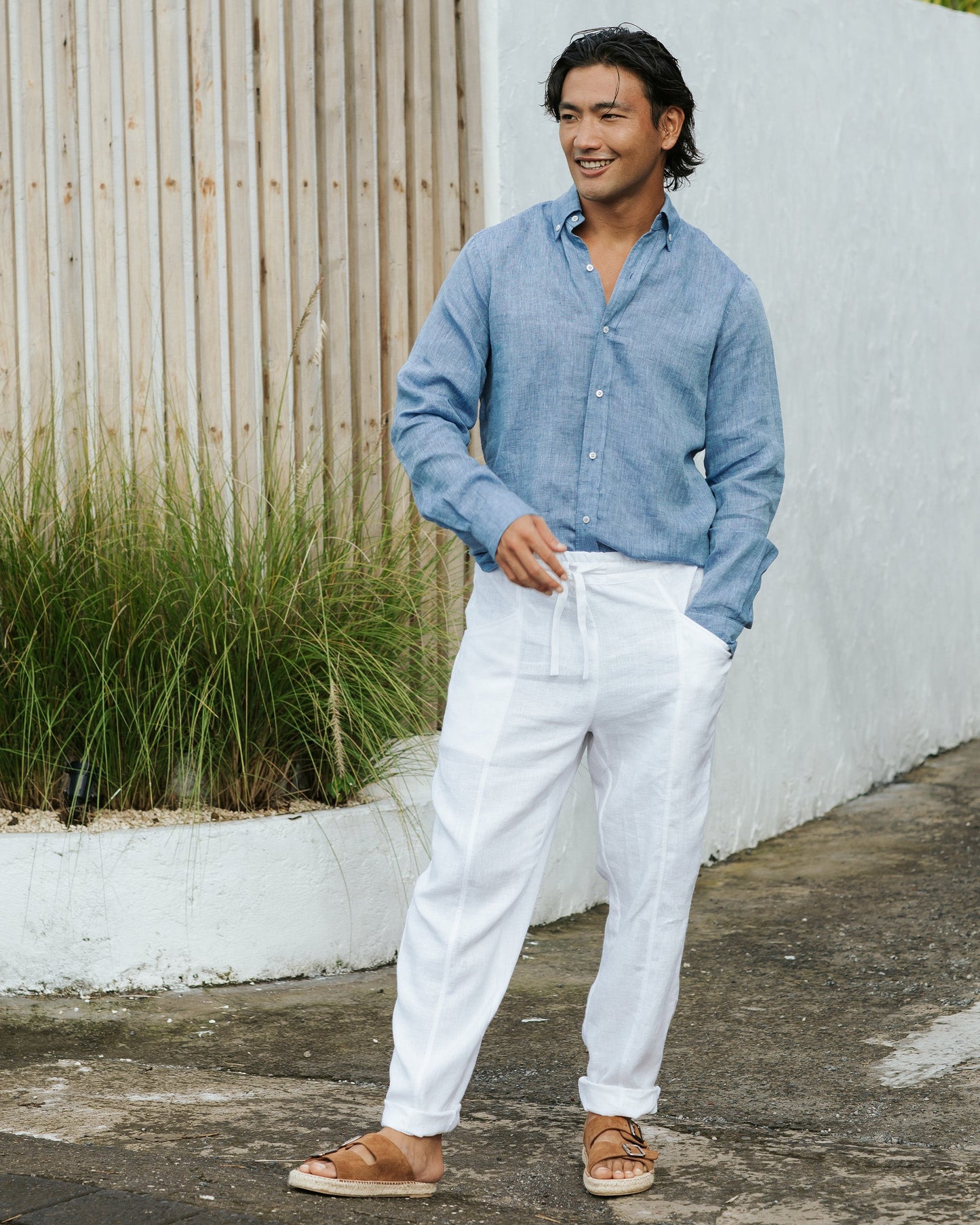 Men's classic linen shirt WENGEN in Denim chambray - MagicLinen