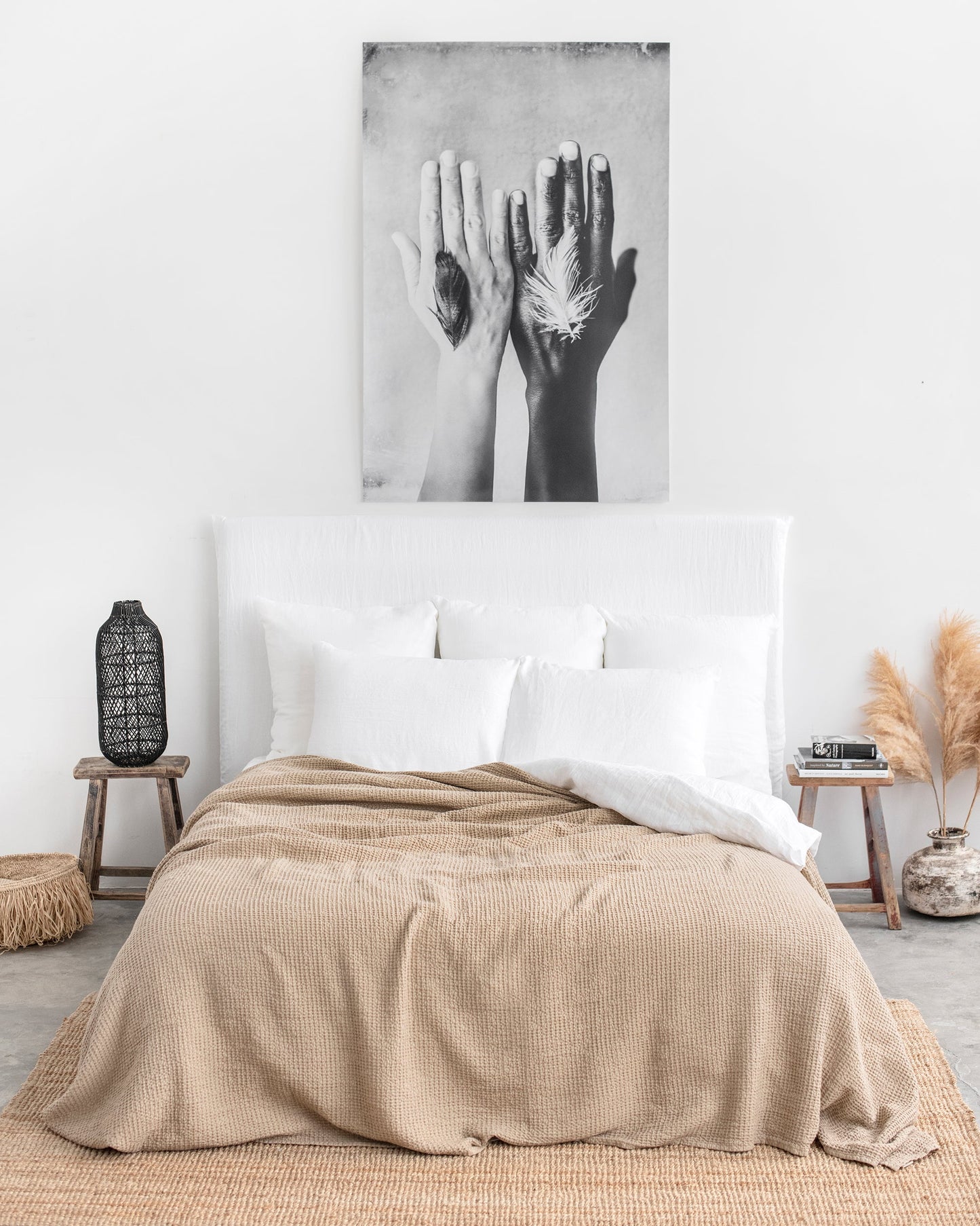 Beige waffle blanket - MagicLinen