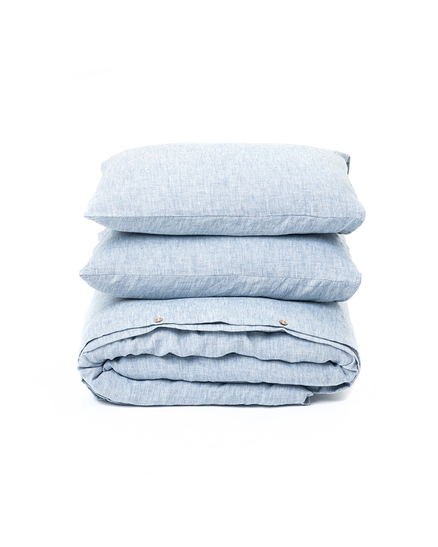 Blue melange linen duvet cover set (3 pcs) - MagicLinen