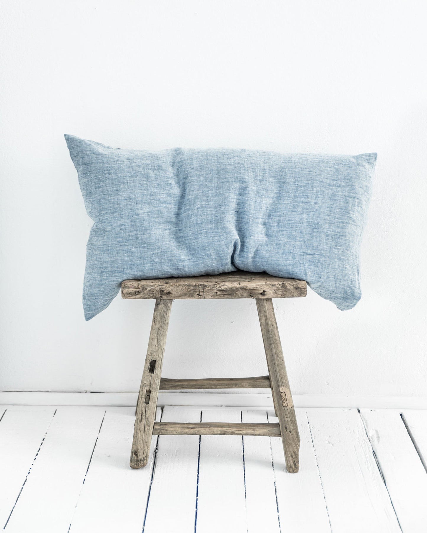 Blue melange linen sheet set (4 pcs) - MagicLinen