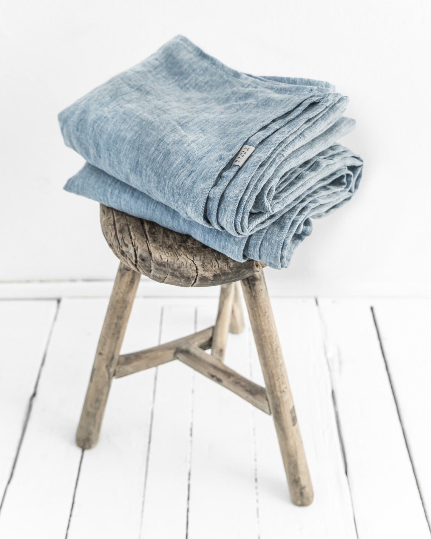 Blue melange linen sheet set (4 pcs) - MagicLinen