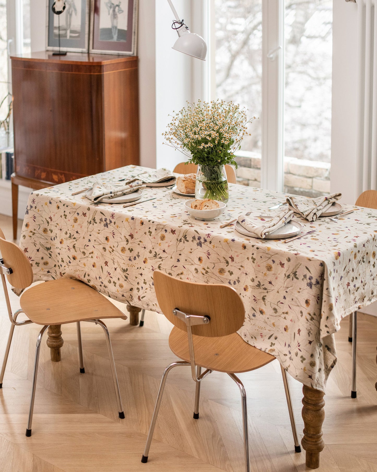 Botanical print linen tablecloth - MagicLinen