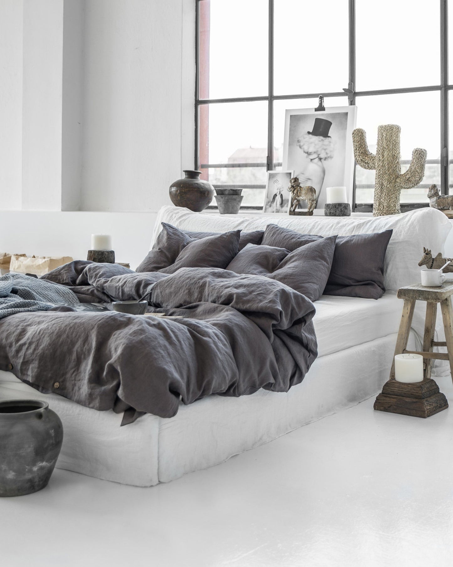 Charcoal gray linen duvet cover - MagicLinen