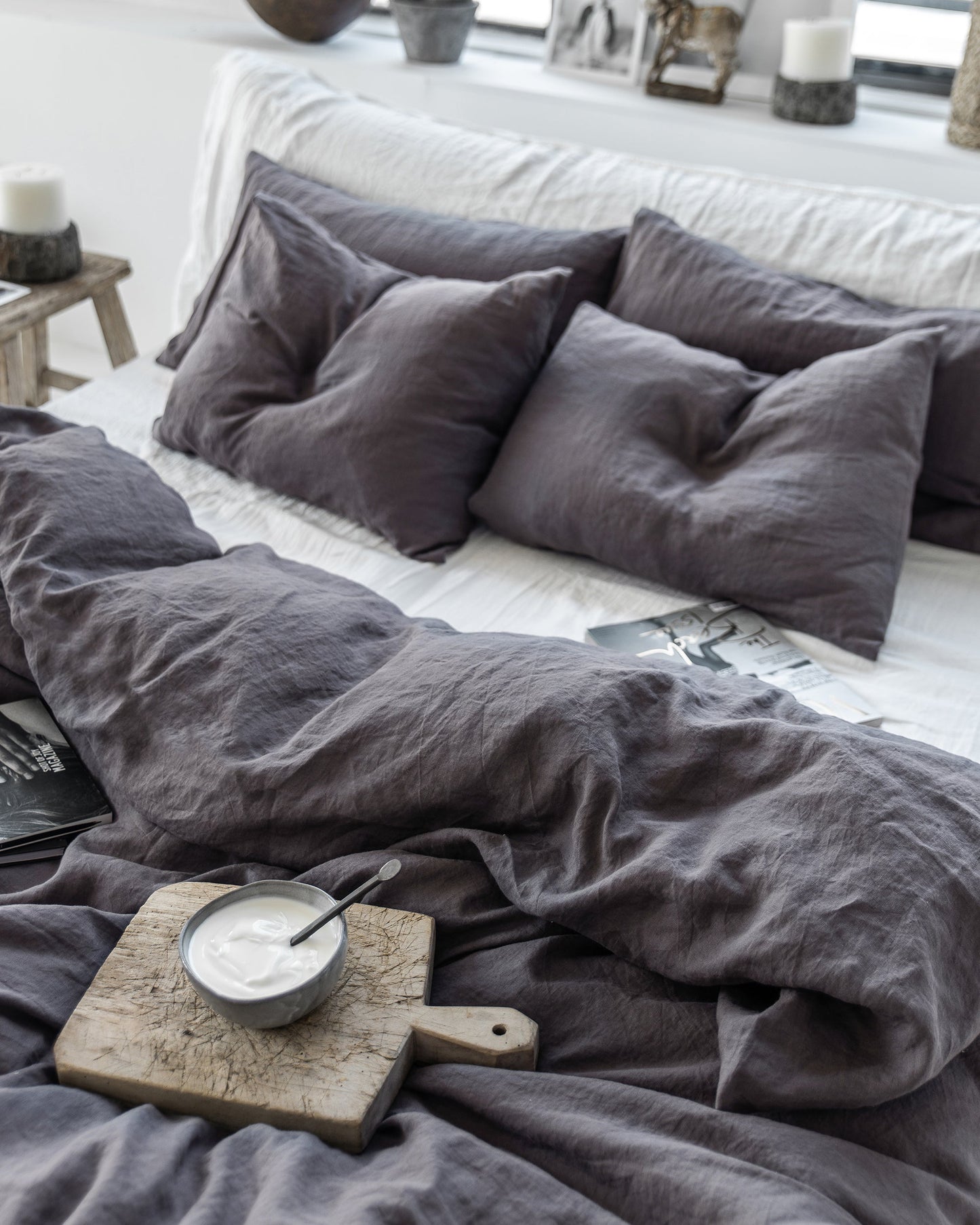 Charcoal gray linen duvet cover - MagicLinen