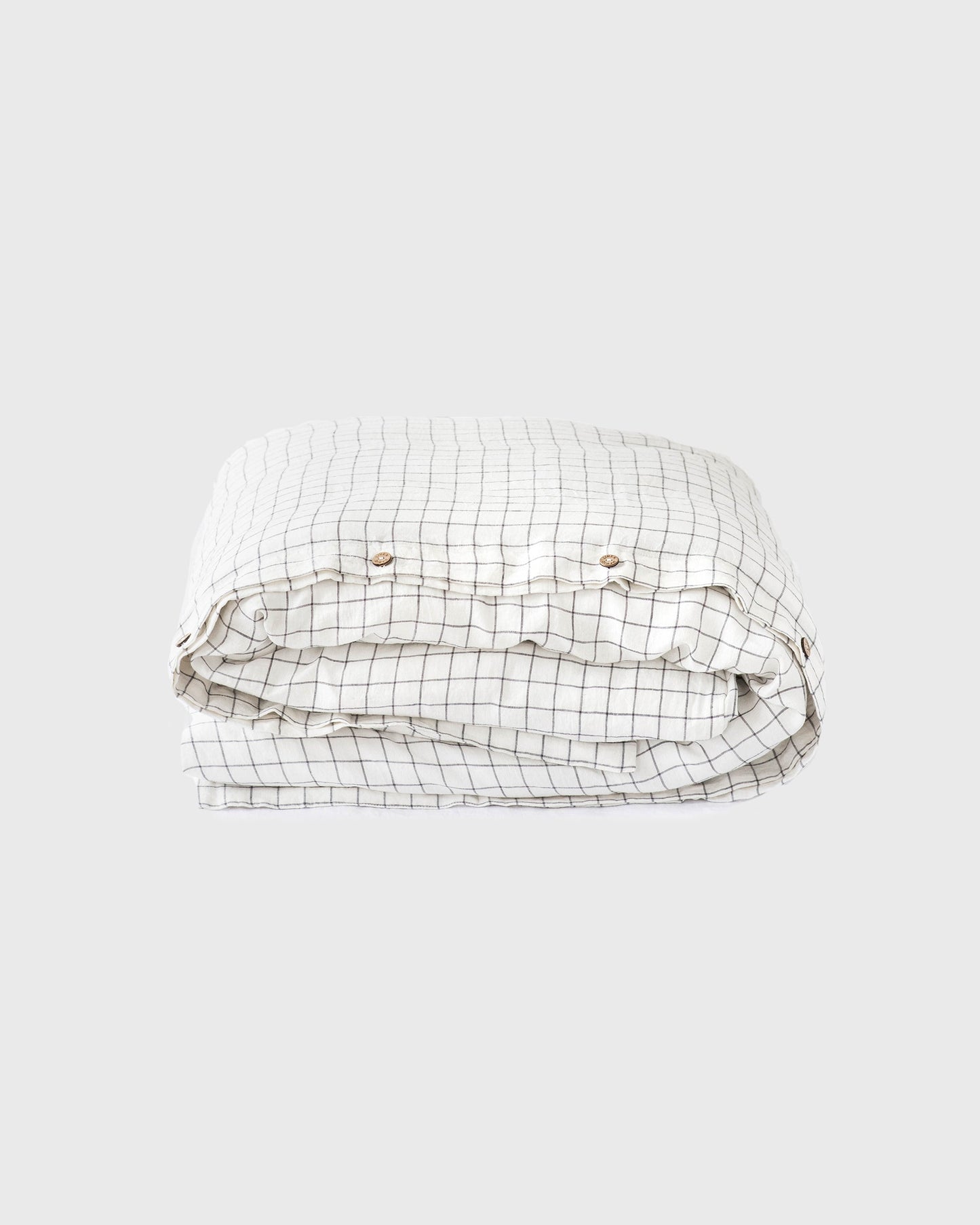 Charcoal grid linen duvet cover - MagicLinen