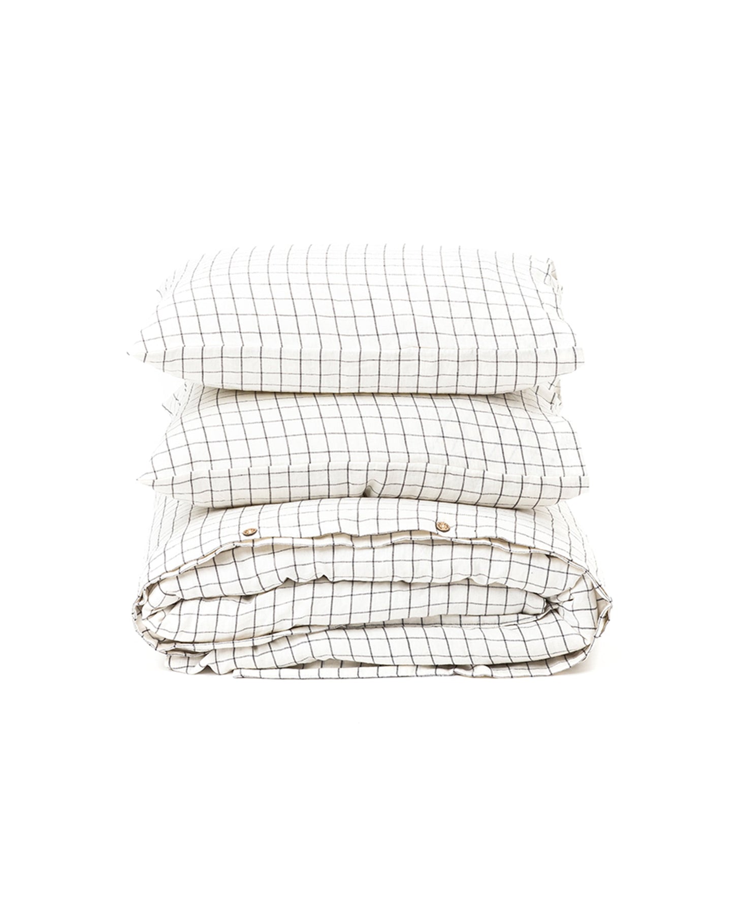 Charcoal grid linen duvet cover set (3 pcs) - MagicLinen