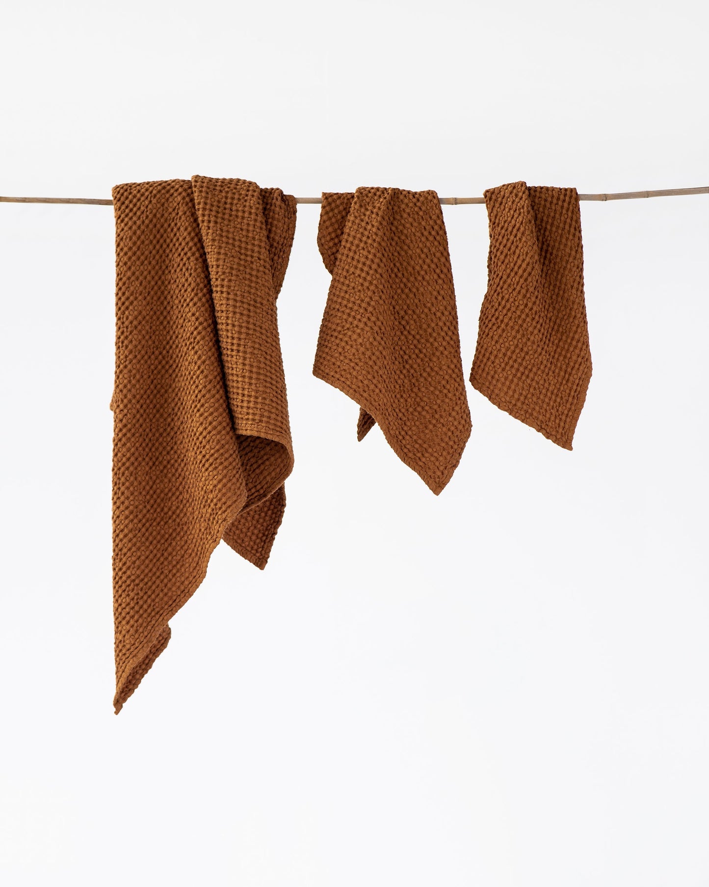 Cinnamon waffle towel set (3 pcs) - MagicLinen