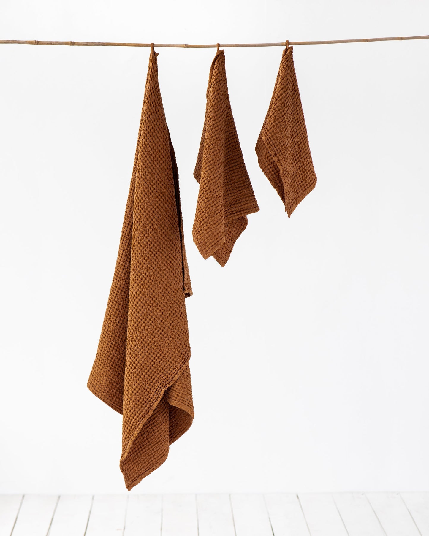 Cinnamon waffle towel set (3 pcs) - MagicLinen