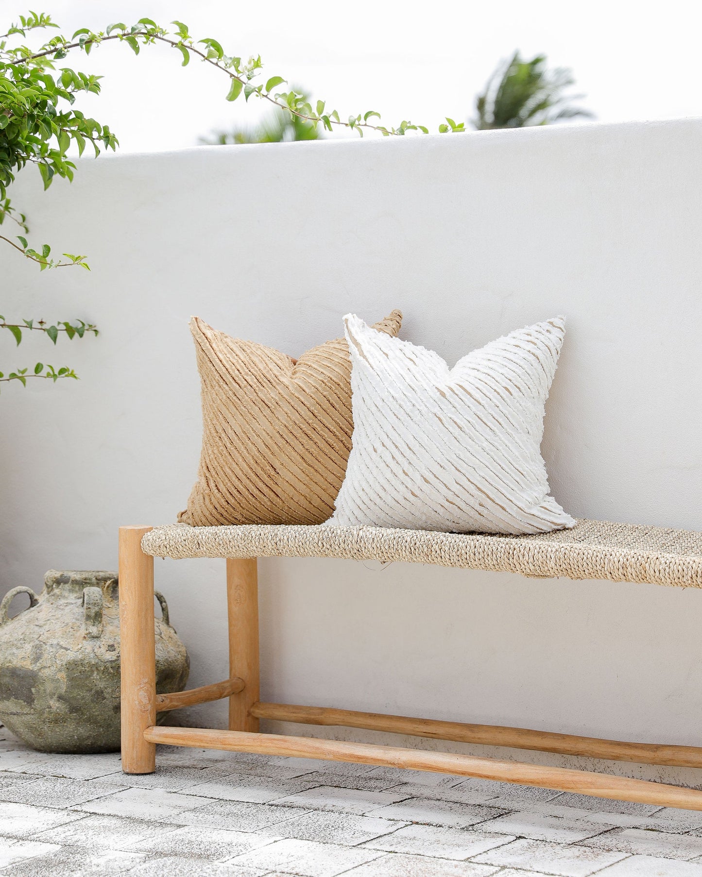 Decorative linen pillow cover with striped fabric - MagicLinen