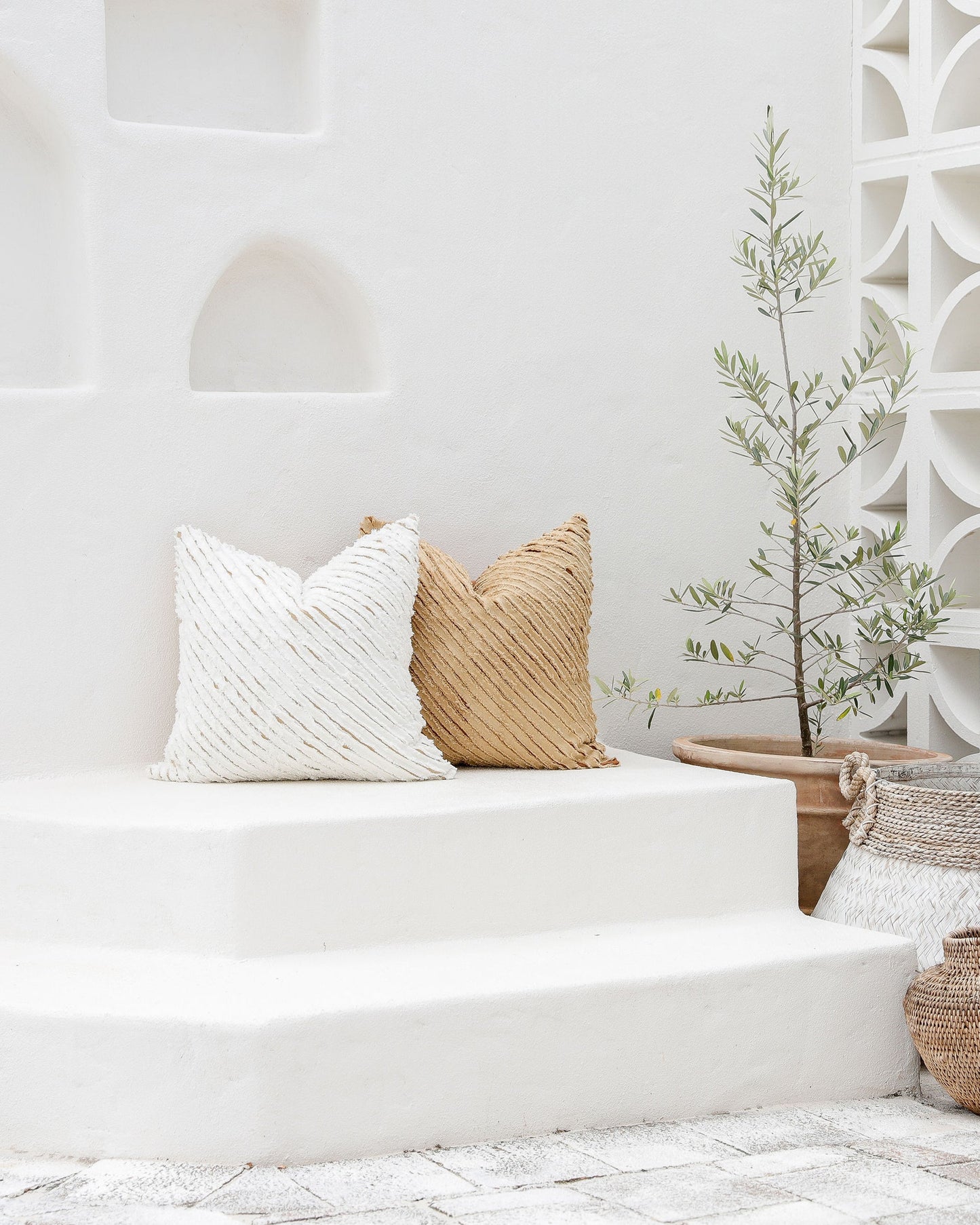 Decorative linen pillow cover with striped fabric - MagicLinen