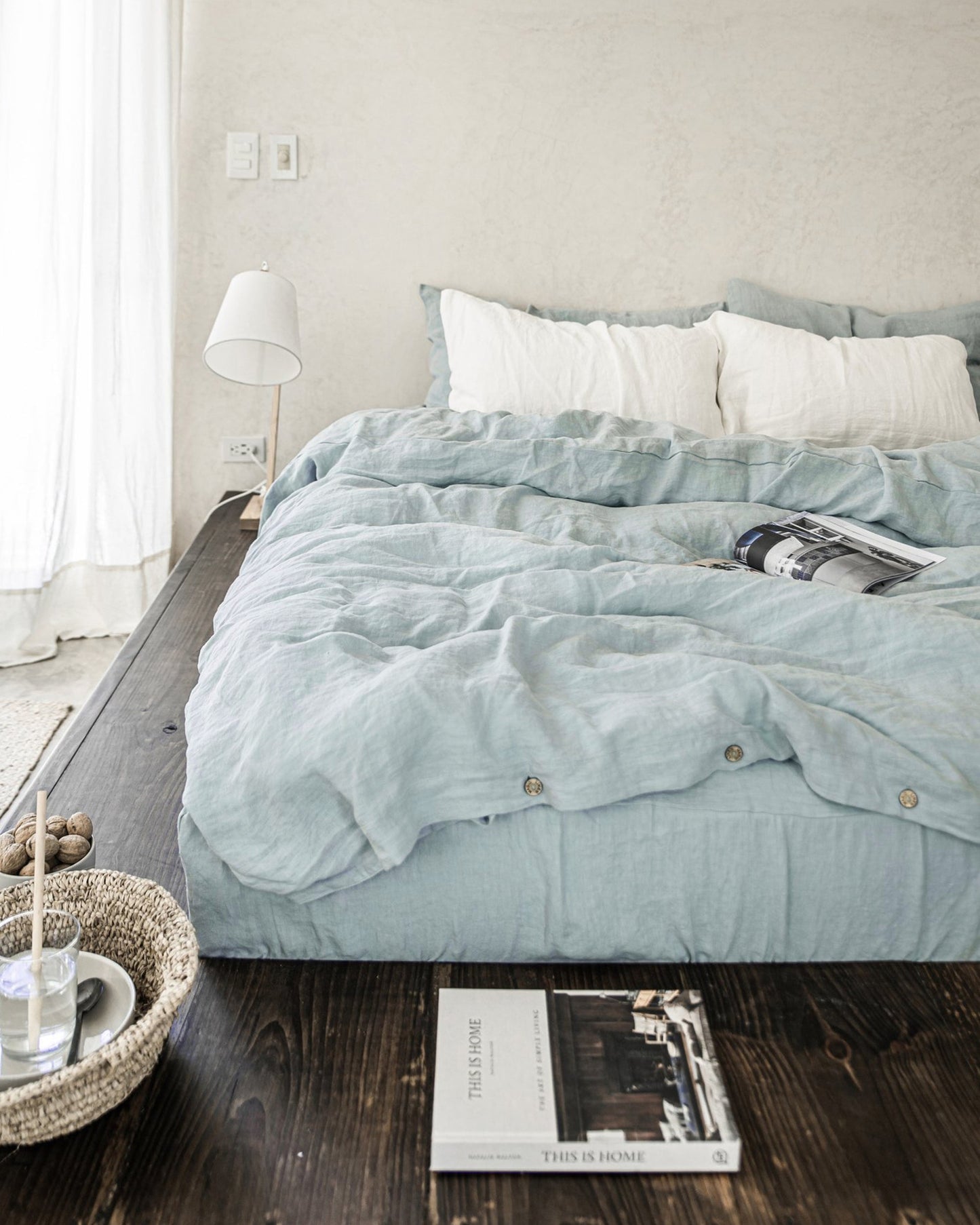 Dusty blue linen duvet cover - MagicLinen