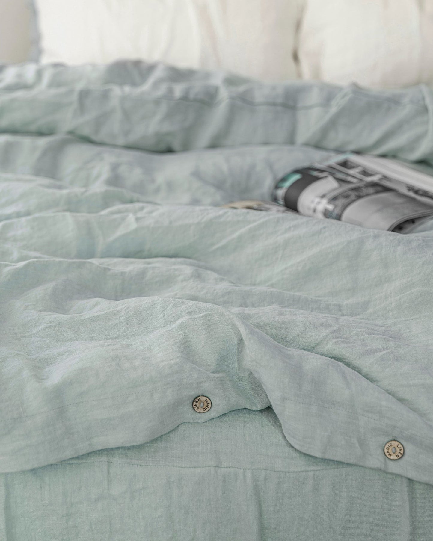 Dusty blue linen duvet cover - MagicLinen