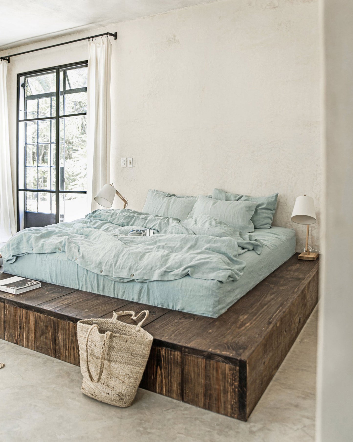 Dusty blue linen duvet cover - MagicLinen