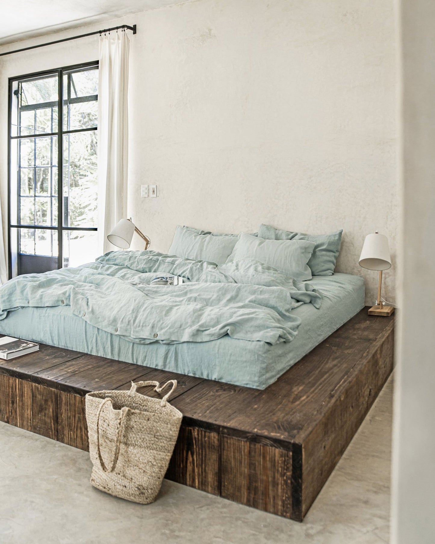 Dusty blue linen duvet cover set (3 pcs) - MagicLinen