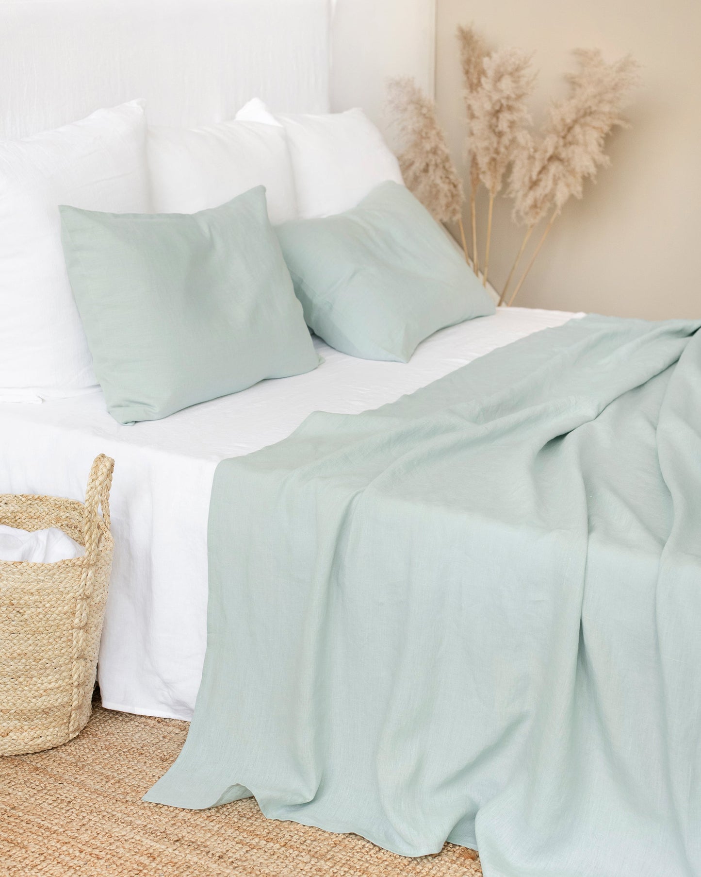 Dusty blue linen flat sheet - MagicLinen