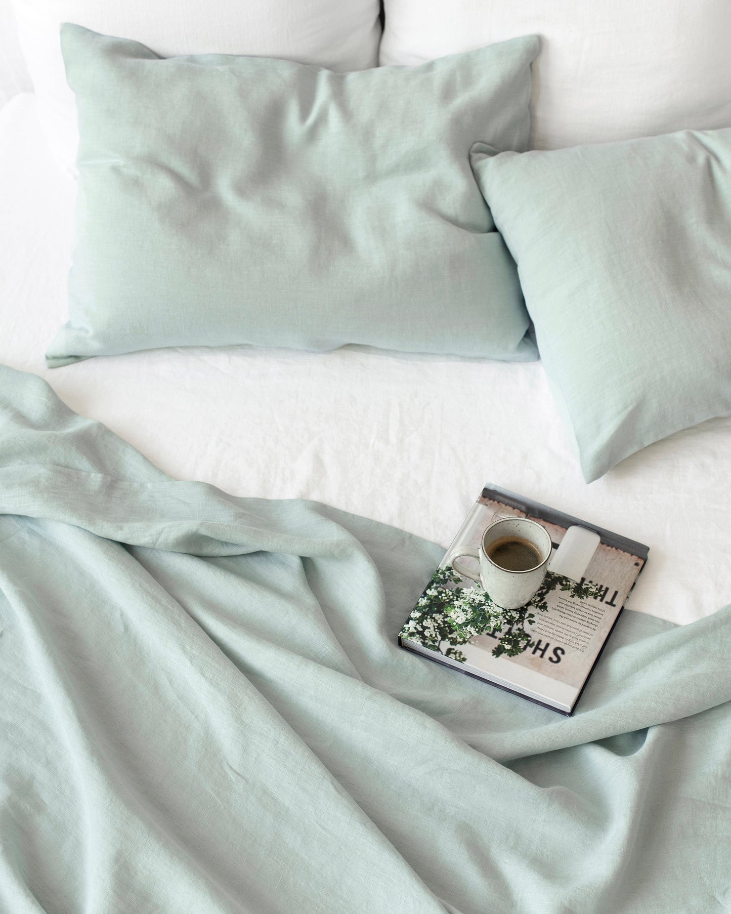 Dusty blue linen flat sheet - MagicLinen