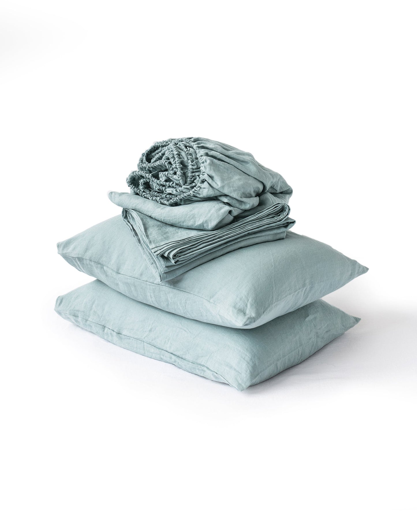 Dusty blue linen sheet set (4 pcs) - MagicLinen
