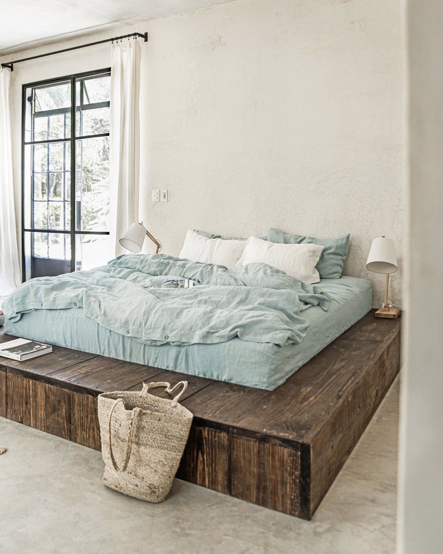 Dusty blue linen sheet set (4 pcs) - MagicLinen