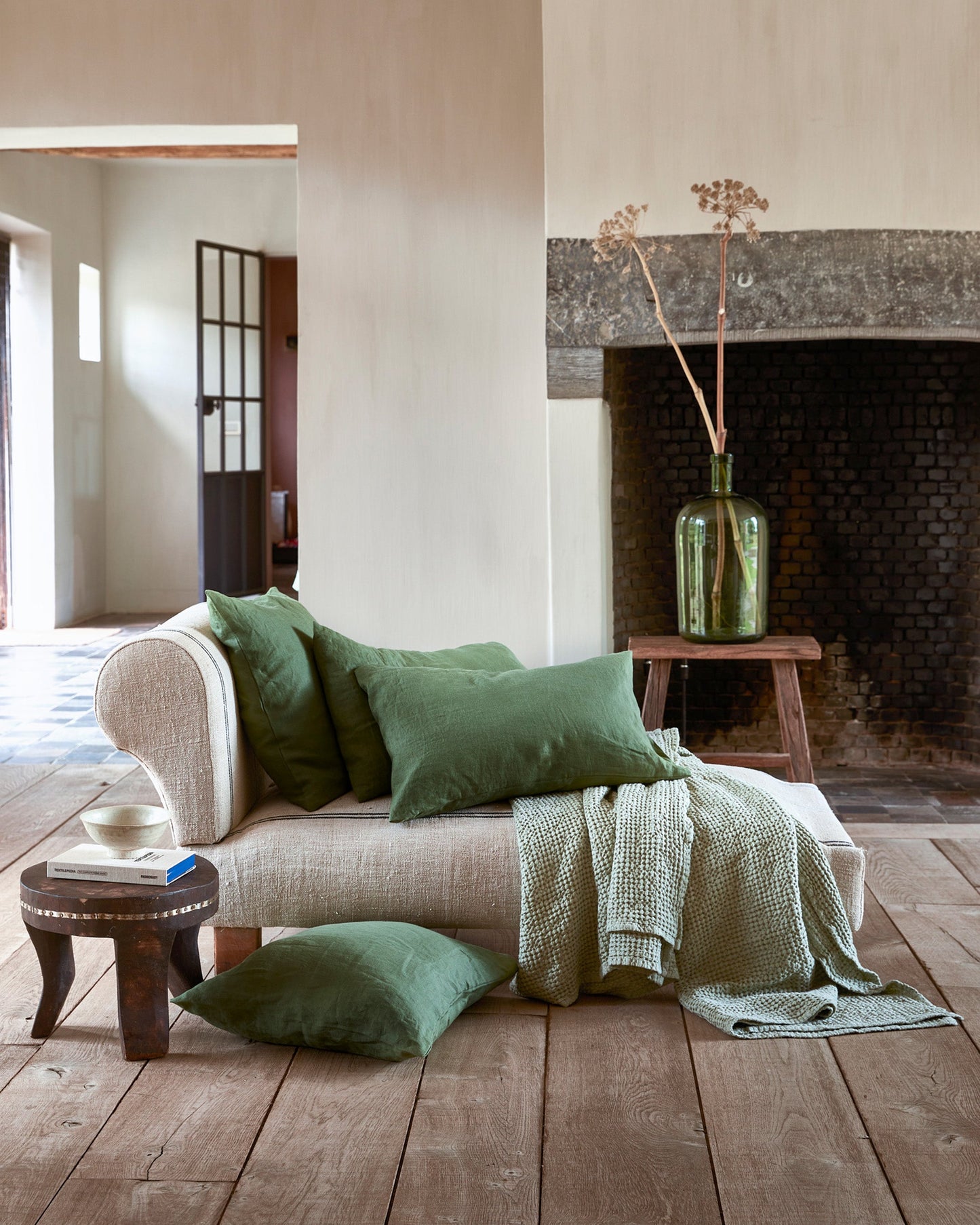 Forest green linen pillowcase - MagicLinen