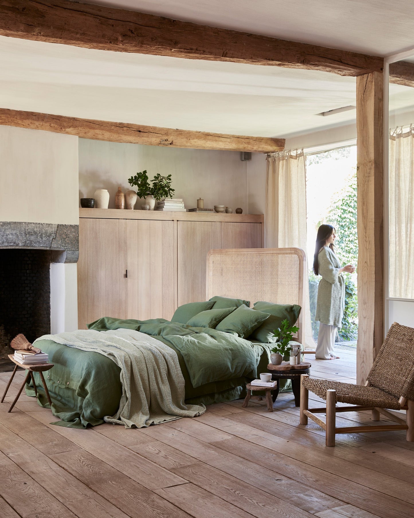 Forest green linen sheet set (4 pcs) - MagicLinen