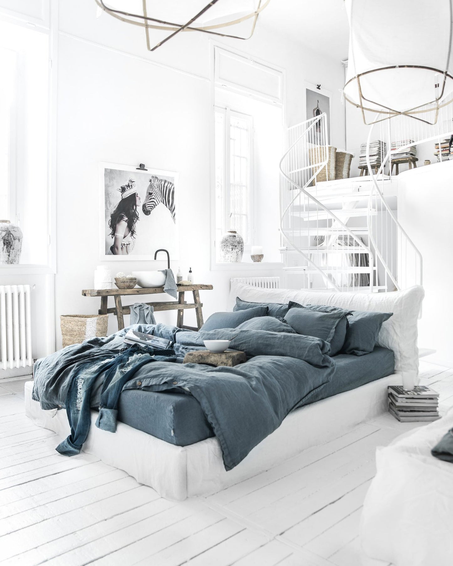 Gray blue linen pillowcase - MagicLinen