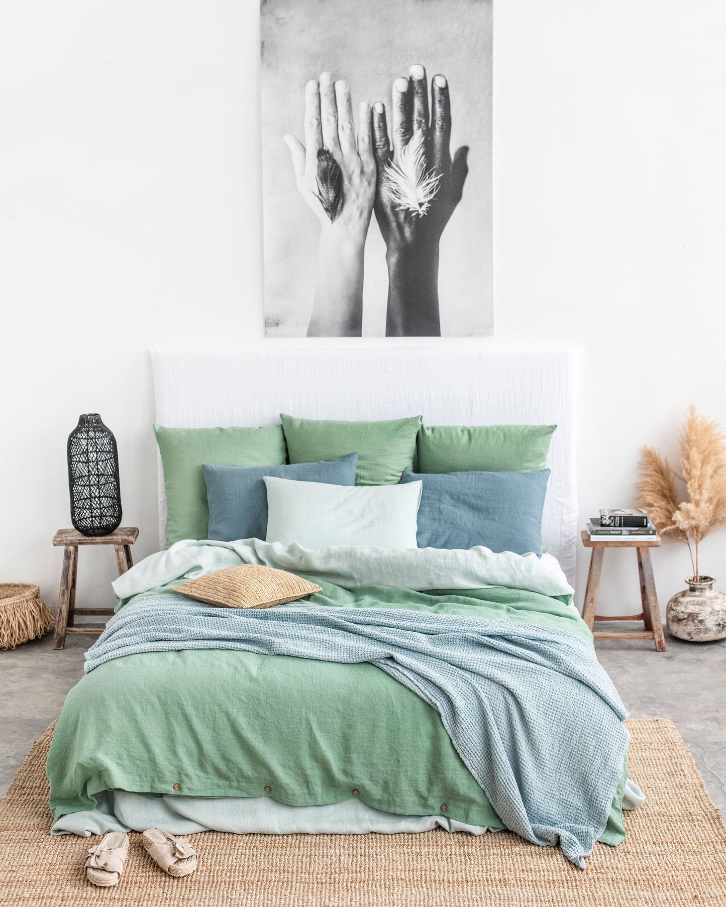 Gray blue linen pillowcase - MagicLinen