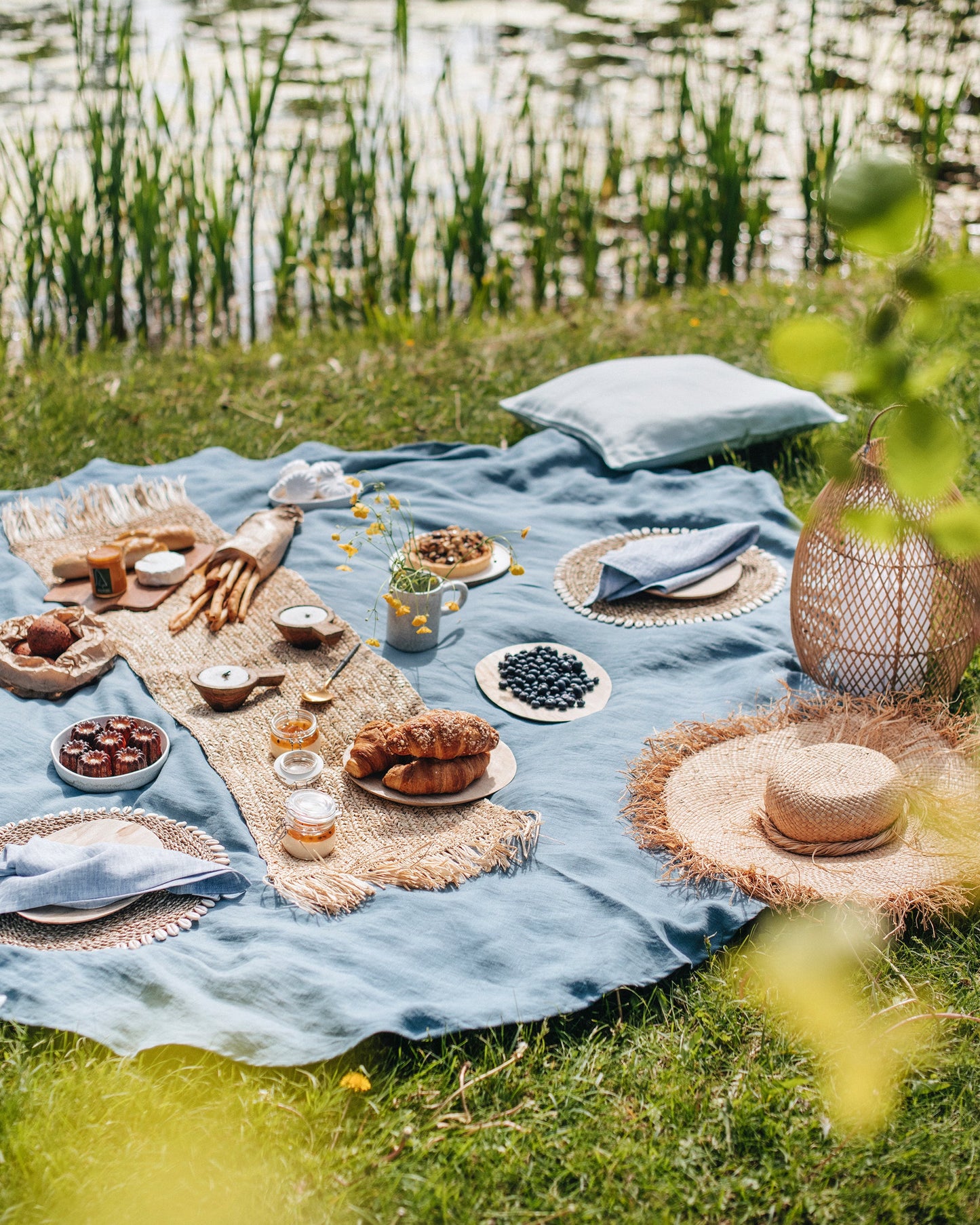 Gray Blue Linen tablecloth - MagicLinen