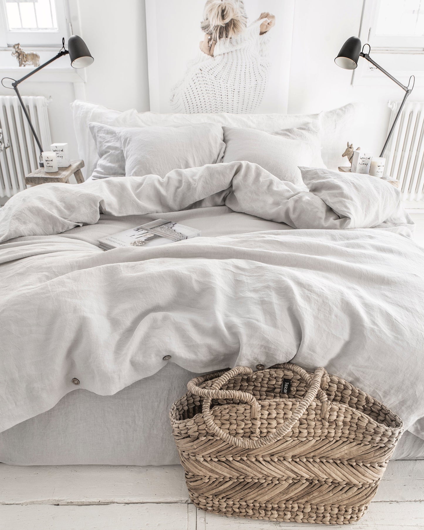 Light gray linen duvet cover - MagicLinen