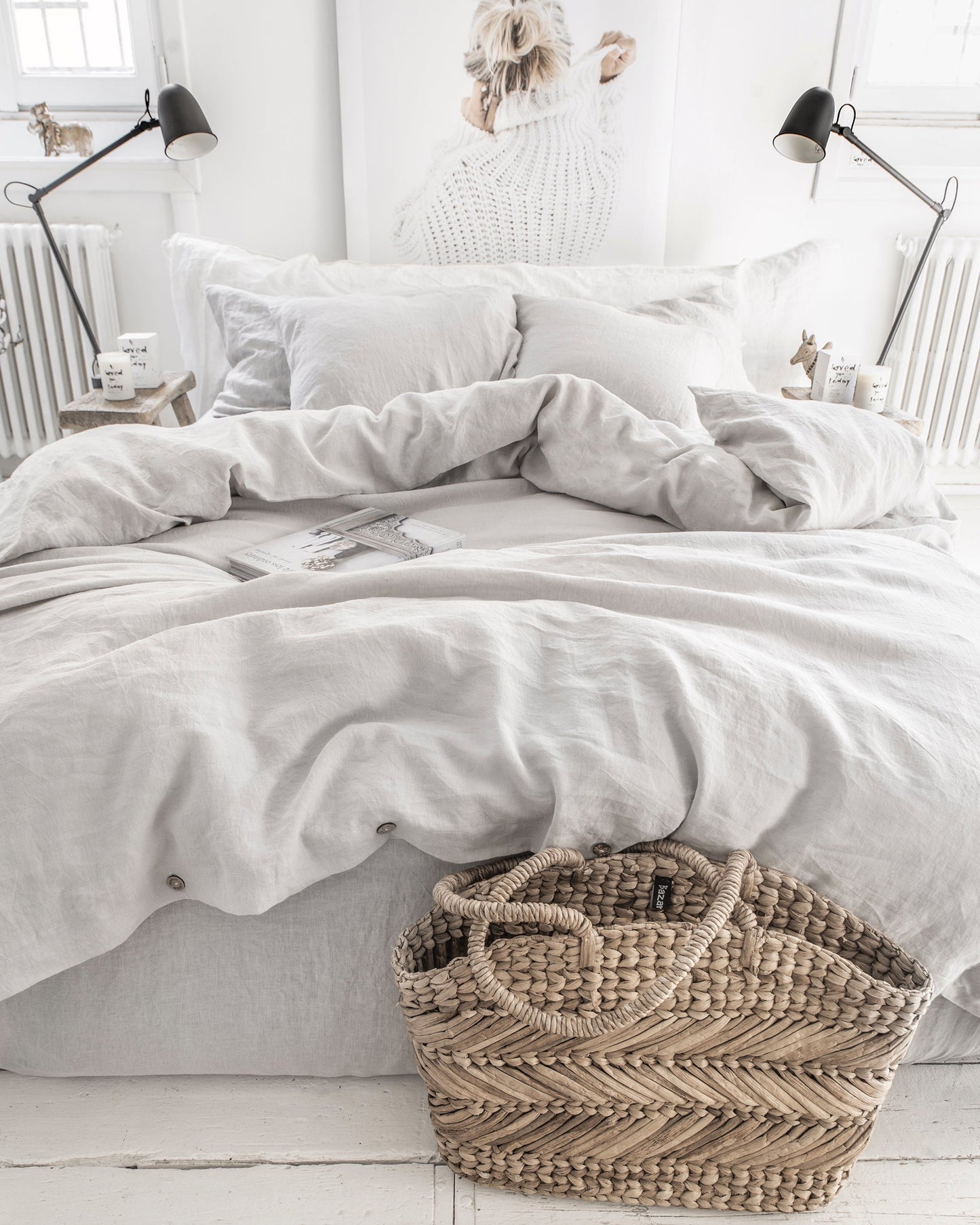 Light gray linen duvet cover set (3 pcs) - MagicLinen