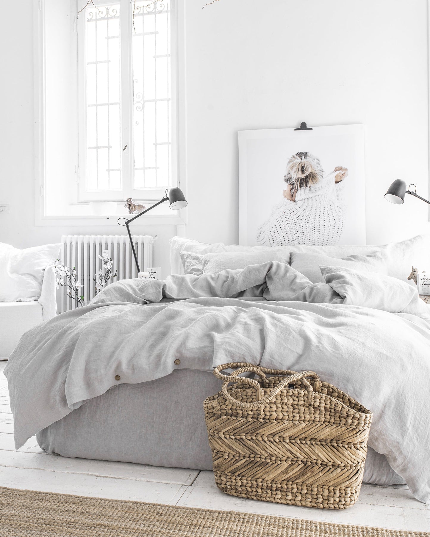 Light gray linen duvet cover set (3 pcs) - MagicLinen