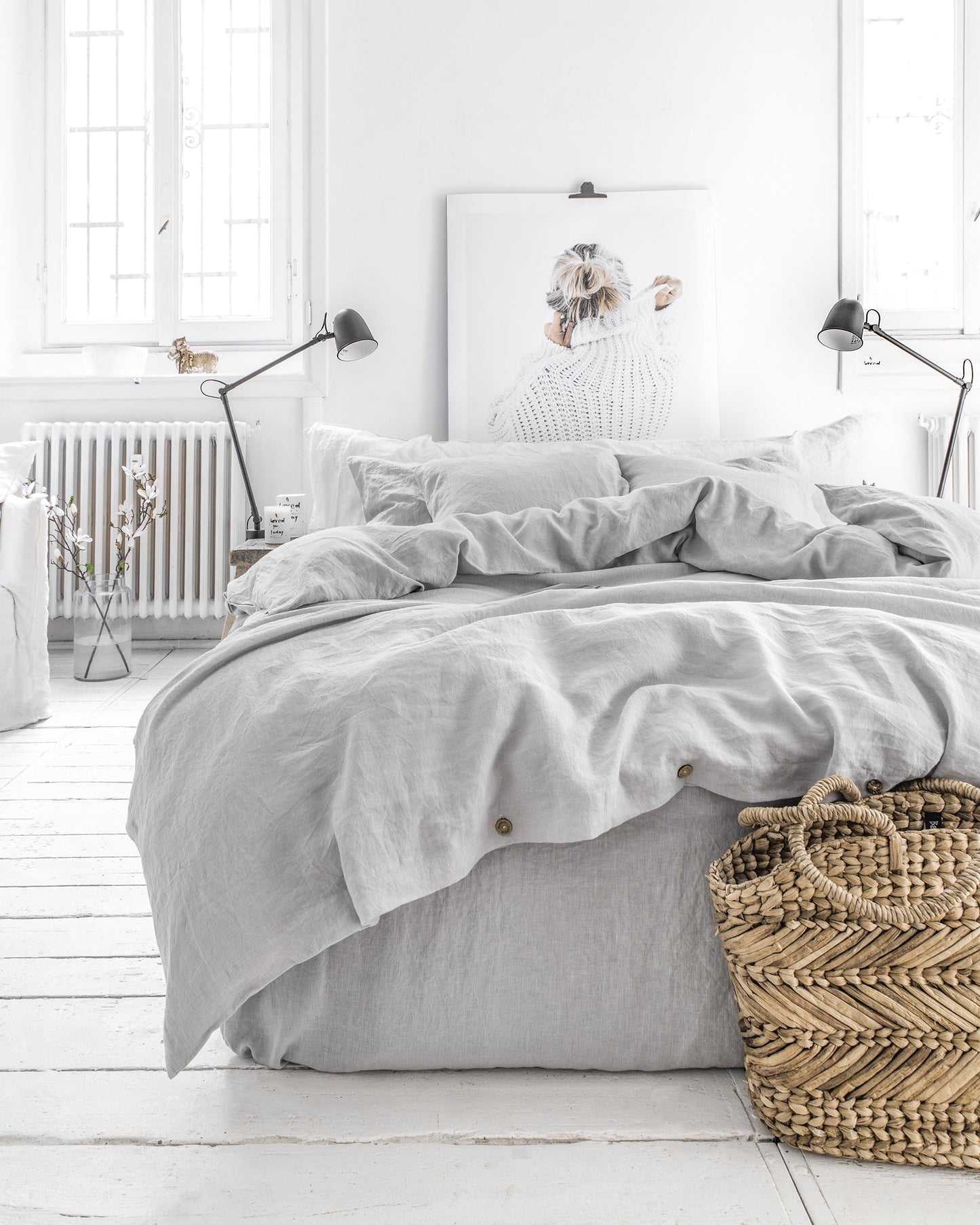 Light gray linen duvet cover set (3 pcs) - MagicLinen