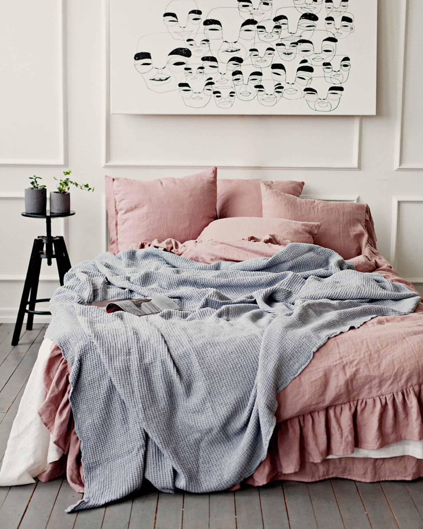 Light gray waffle blanket - MagicLinen